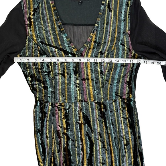 Romeo & Juliet Couture Velvet Mesh Maxi Dress Multicolor Metallic Size Medium - Picture 12 of 15